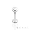 INTERNALLY THREADED SMILE FACE TOP 316L SURGICAL STEEL LABRET STUD
